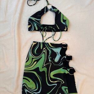 White Fox Swirl Skirt Set